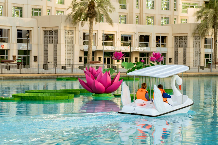 Dubai Fountain Pedal Swan Boats Location