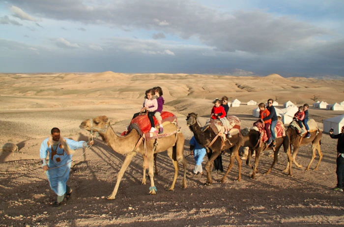 Sunset Camel Ride experience at the Agafay Rocky Desert Location
