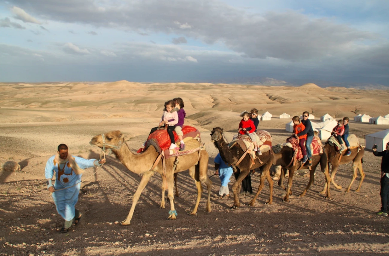 Sunset Camel Ride experience at the Agafay Rocky Desert Location