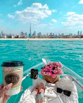 Clear Kayaking in Dubai with Burj Khalifa view